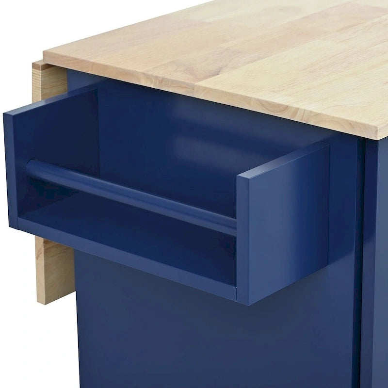 Rolling Kitchen Island with Drop Leaf, 3 Drawers and Solid Wood Top, Multiple Colors