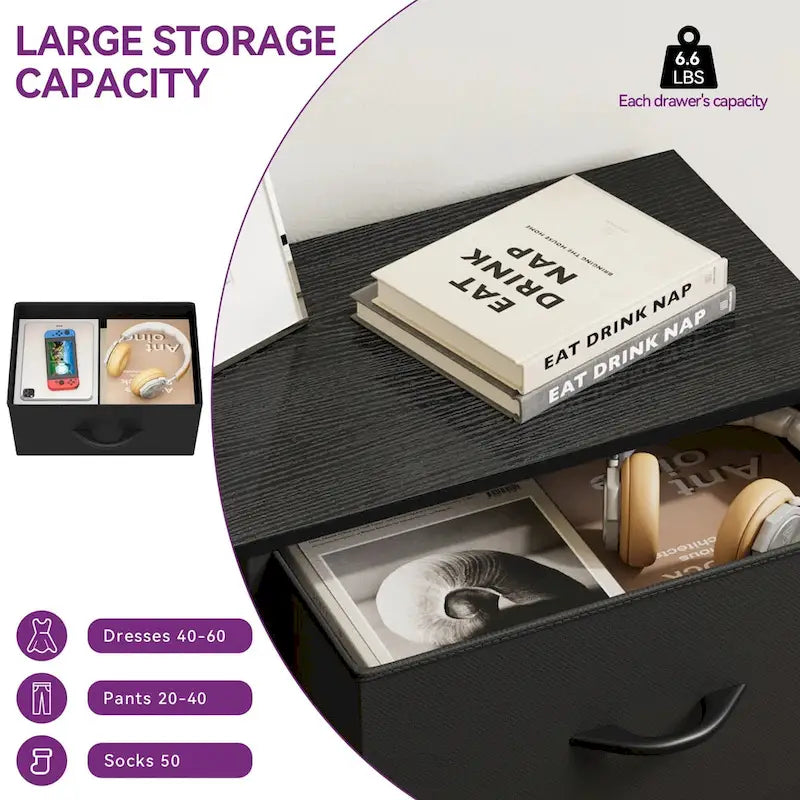4-Drawer Fabric Dresser Storage Tower with Cabinet for Bedroom and Closet