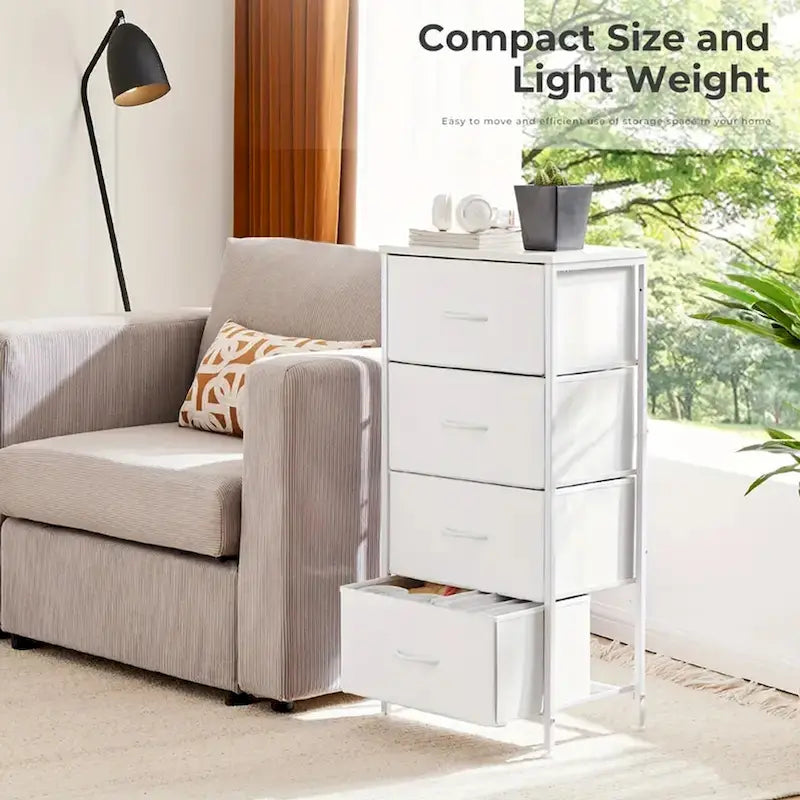 4-Drawer Fabric Dresser Storage Tower with Cabinet for Bedroom and Closet
