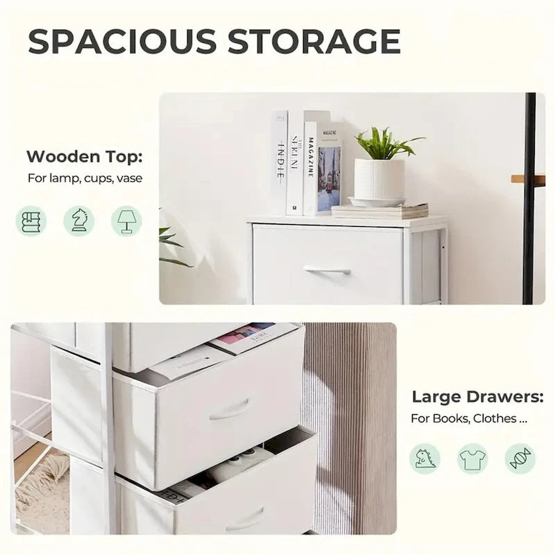 4-Drawer Fabric Dresser Storage Tower with Cabinet for Bedroom and Closet