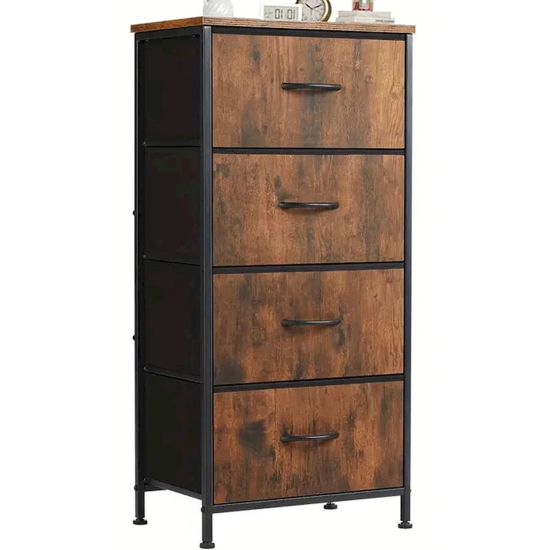 4-Drawer Fabric Dresser Storage Tower with Cabinet for Bedroom and Closet