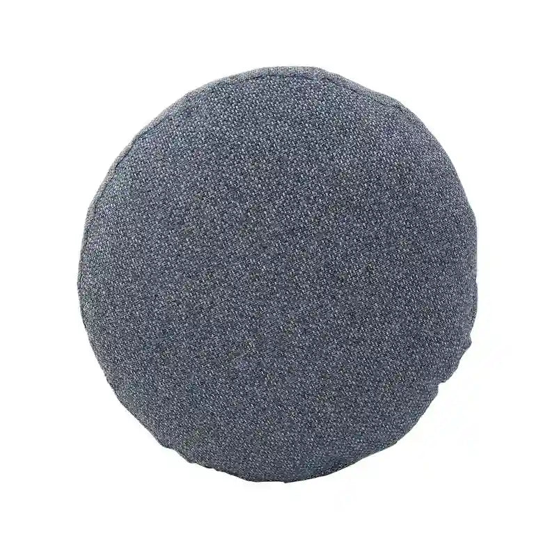 Round Woven Fabric Foot Pouf in Indigo