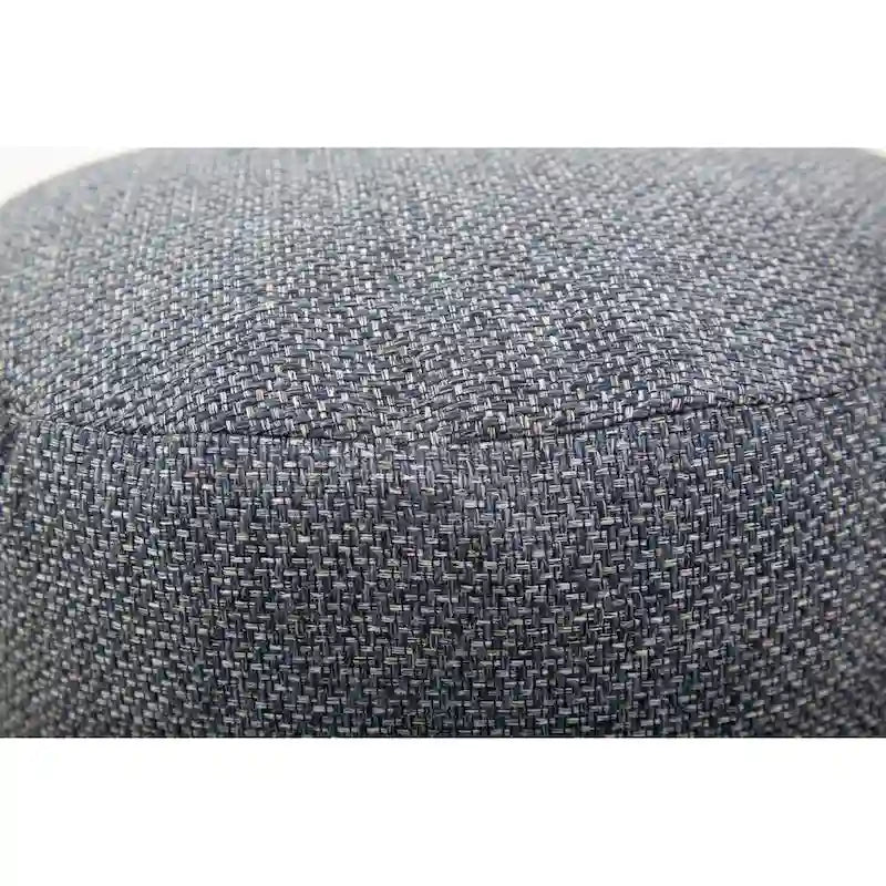 Round Woven Fabric Foot Pouf in Indigo
