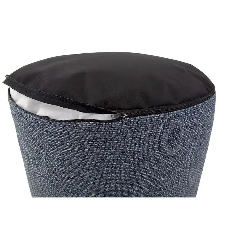 Round Woven Fabric Foot Pouf in Indigo