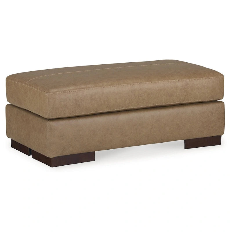 Top Grain Leather and Faux Leather Tufted Ottoman