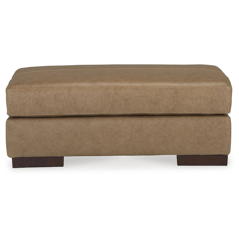 Top Grain Leather and Faux Leather Tufted Ottoman