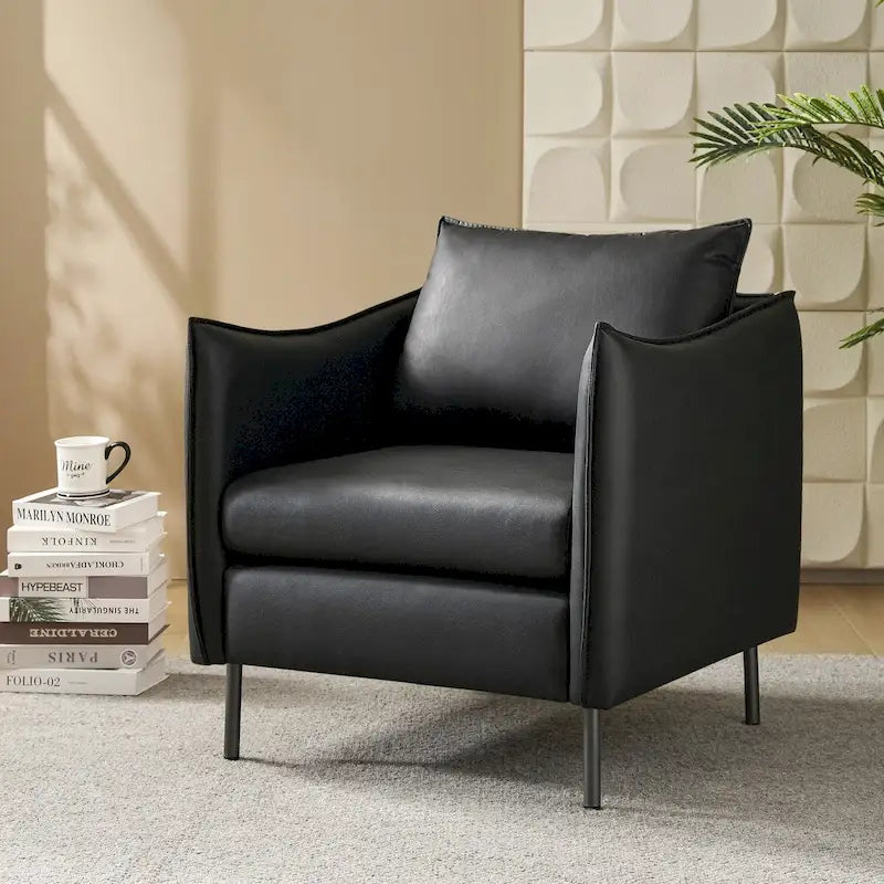 Anti-Scratch Fabric Accent Chair with Black Metal Legs, Pet-Friendly