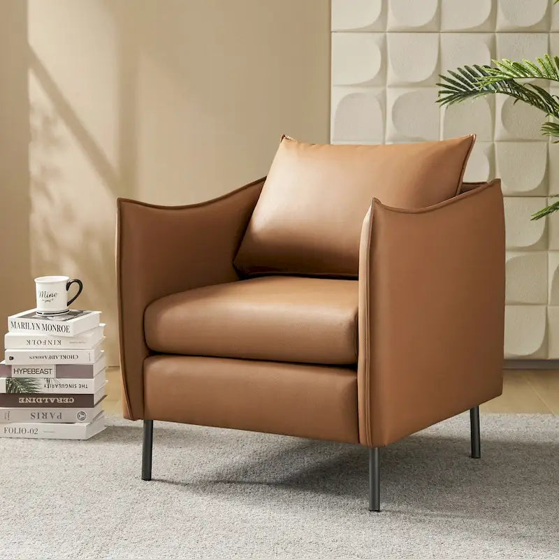 Anti-Scratch Fabric Accent Chair with Black Metal Legs, Pet-Friendly