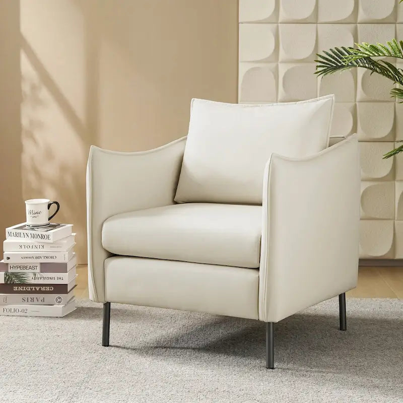 Anti-Scratch Fabric Accent Chair with Black Metal Legs, Pet-Friendly
