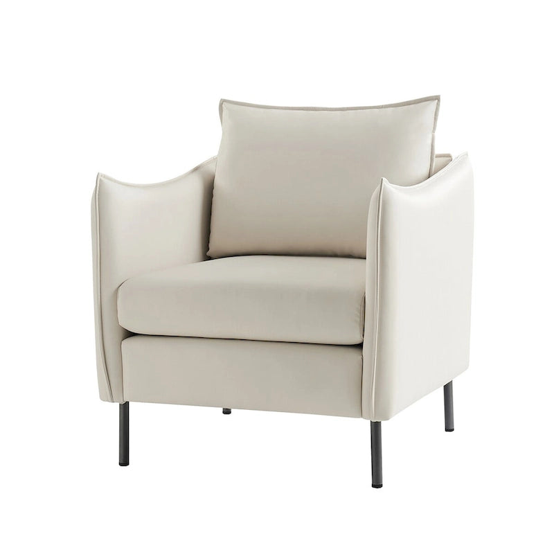 Anti-Scratch Fabric Accent Chair with Black Metal Legs, Pet-Friendly