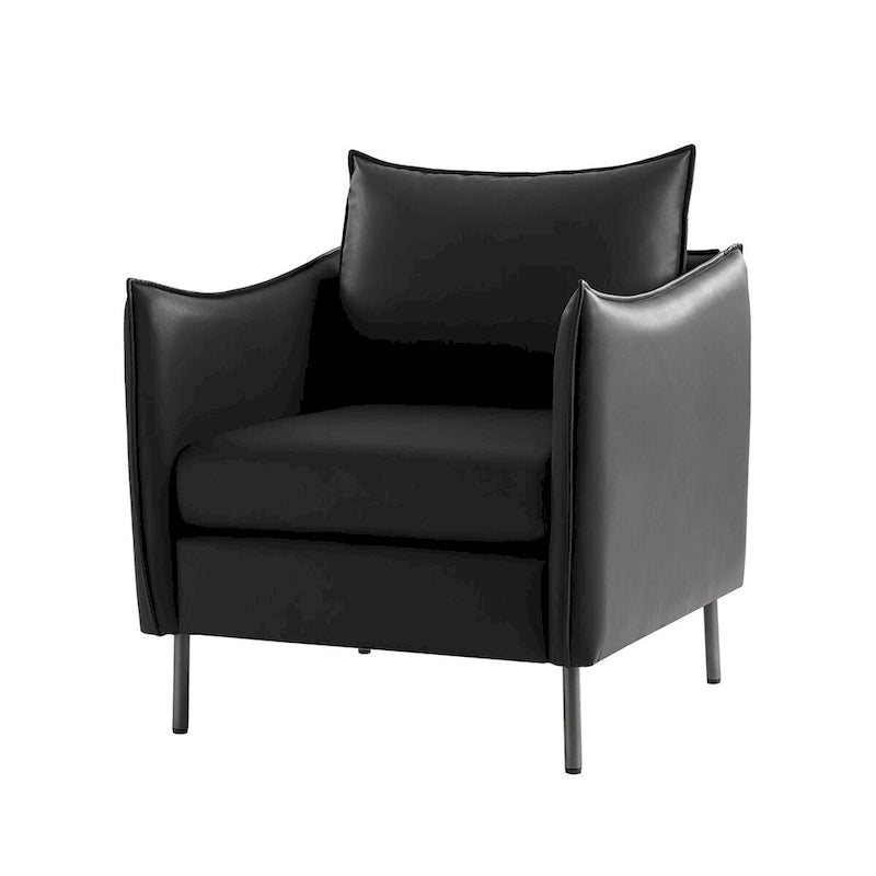 Anti-Scratch Fabric Accent Chair with Black Metal Legs, Pet-Friendly