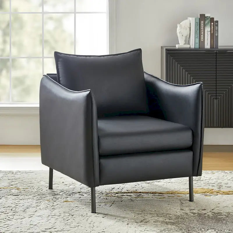 Anti-Scratch Fabric Accent Chair with Black Metal Legs, Pet-Friendly