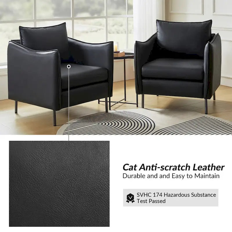 Anti-Scratch Fabric Accent Chair with Black Metal Legs, Pet-Friendly