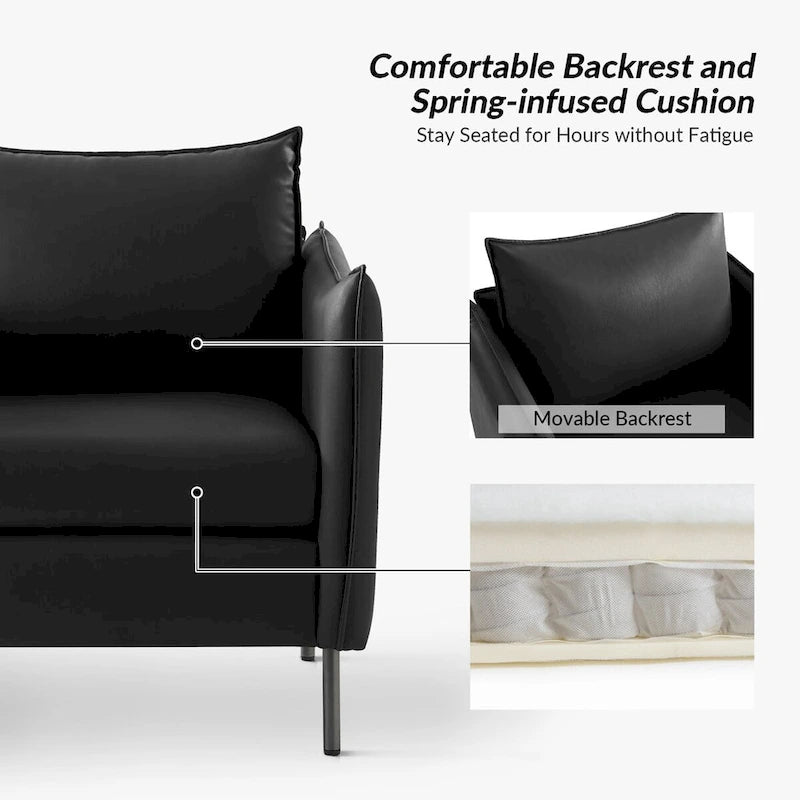 Anti-Scratch Fabric Accent Chair with Black Metal Legs, Pet-Friendly