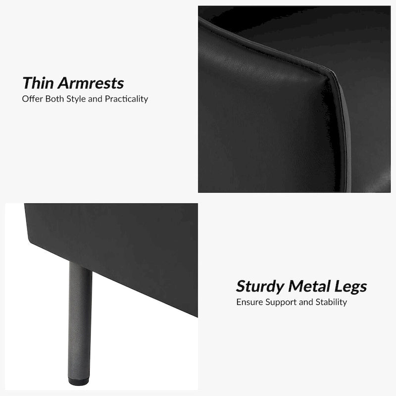 Anti-Scratch Fabric Accent Chair with Black Metal Legs, Pet-Friendly