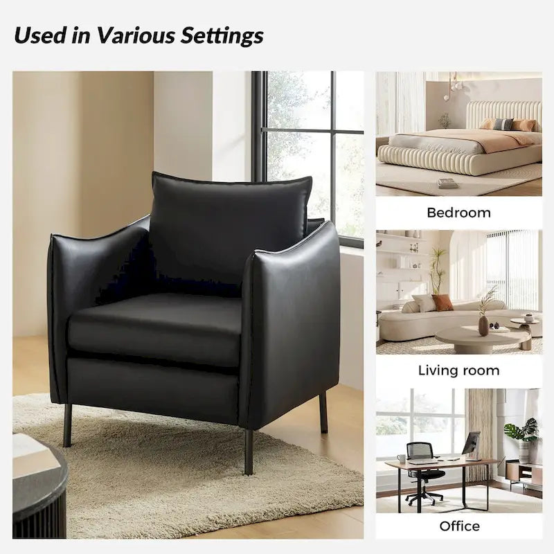 Anti-Scratch Fabric Accent Chair with Black Metal Legs, Pet-Friendly