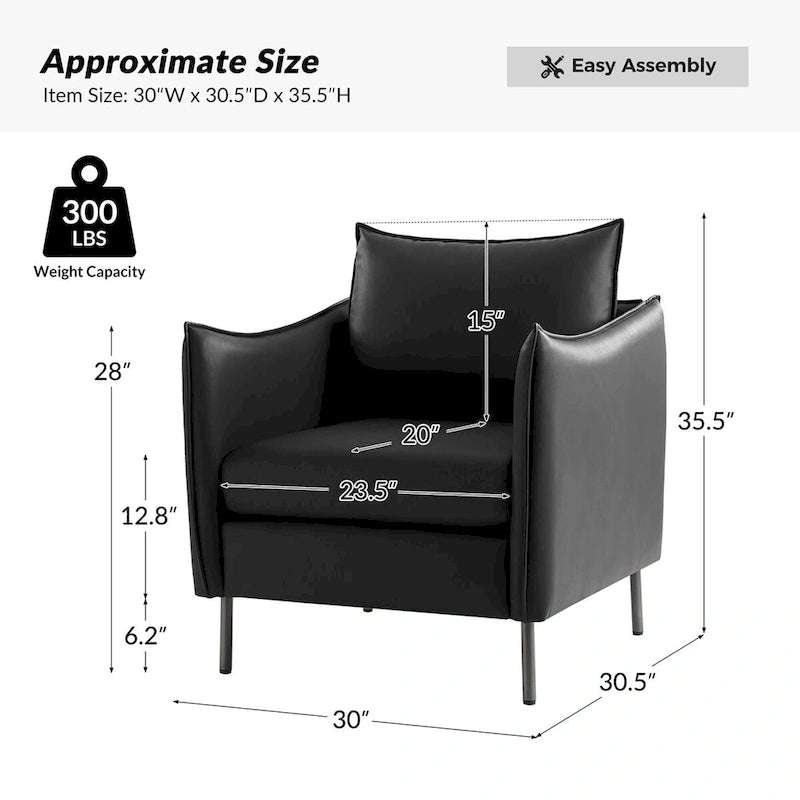 Anti-Scratch Fabric Accent Chair with Black Metal Legs, Pet-Friendly