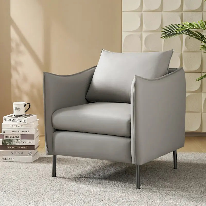 Anti-Scratch Fabric Accent Chair with Black Metal Legs, Pet-Friendly