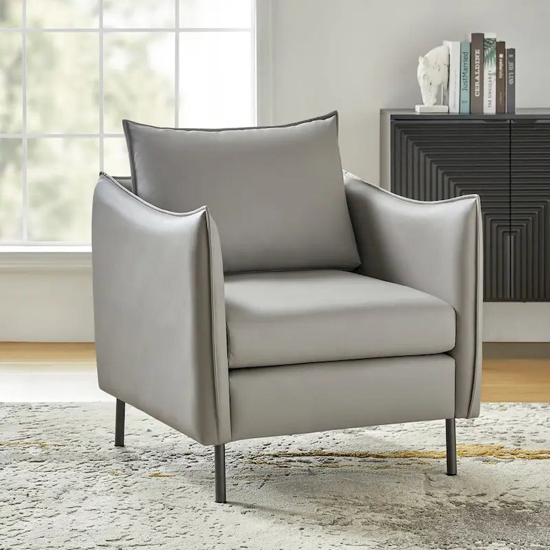 Anti-Scratch Fabric Accent Chair with Black Metal Legs, Pet-Friendly