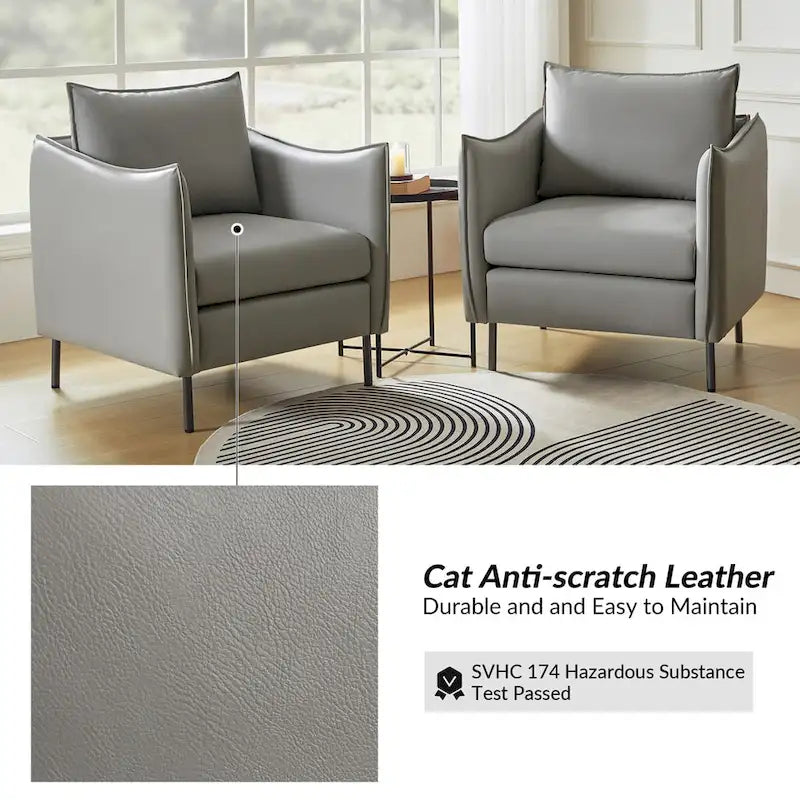 Anti-Scratch Fabric Accent Chair with Black Metal Legs, Pet-Friendly