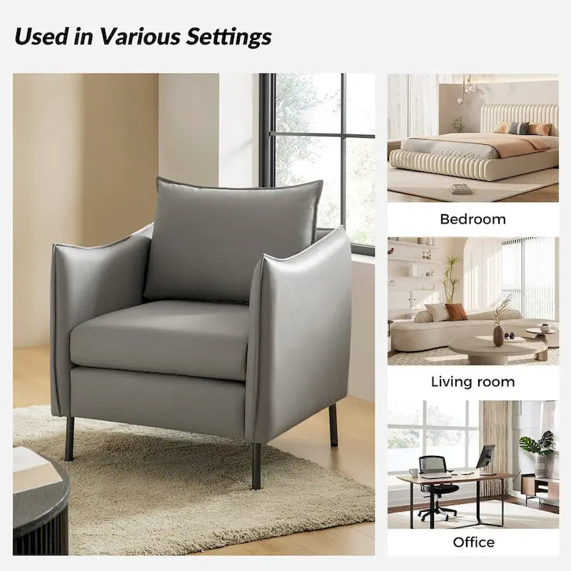 Anti-Scratch Fabric Accent Chair with Black Metal Legs, Pet-Friendly