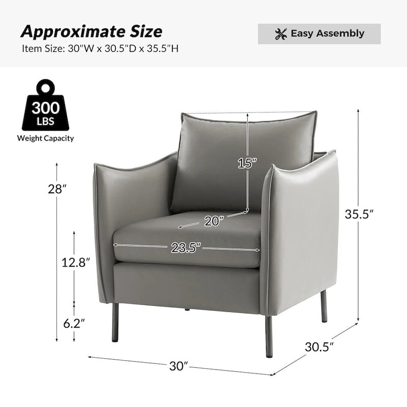 Anti-Scratch Fabric Accent Chair with Black Metal Legs, Pet-Friendly