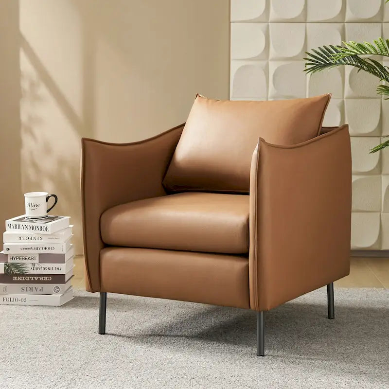 Anti-Scratch Fabric Accent Chair with Black Metal Legs, Pet-Friendly
