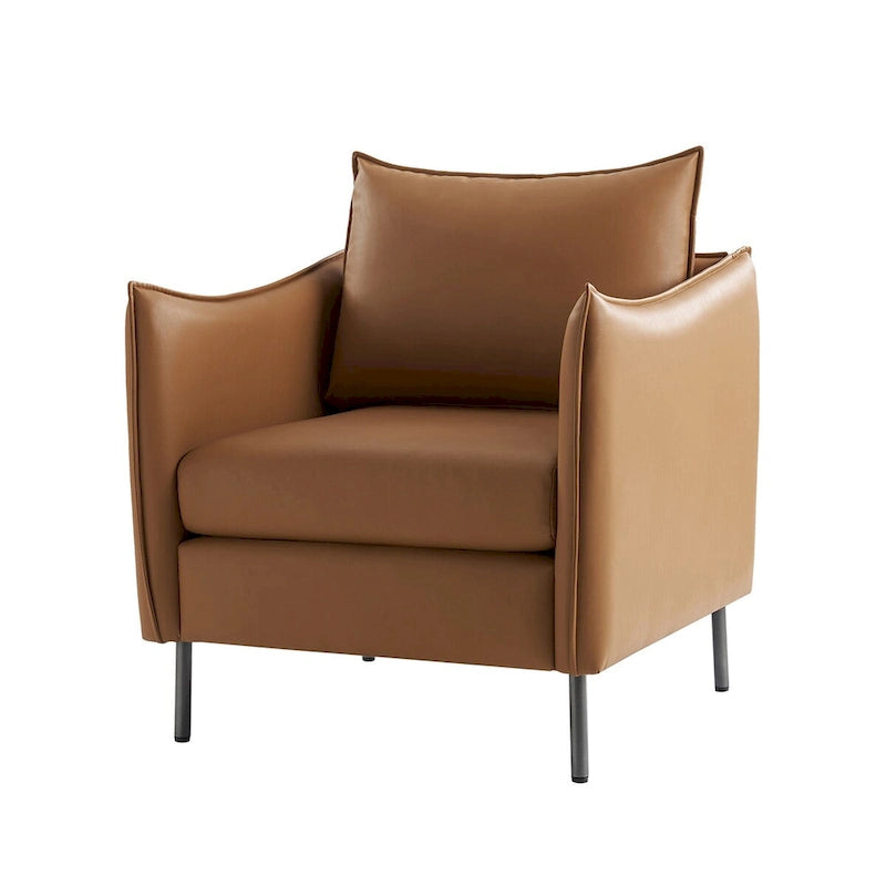 Anti-Scratch Fabric Accent Chair with Black Metal Legs, Pet-Friendly