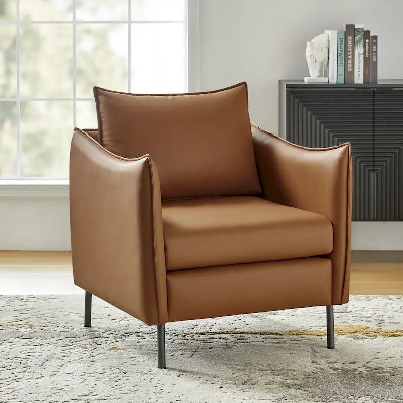Anti-Scratch Fabric Accent Chair with Black Metal Legs, Pet-Friendly