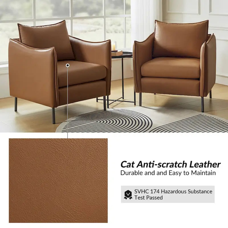 Anti-Scratch Fabric Accent Chair with Black Metal Legs, Pet-Friendly