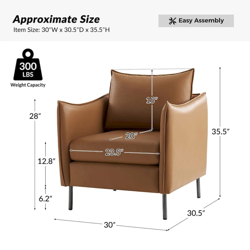 Anti-Scratch Fabric Accent Chair with Black Metal Legs, Pet-Friendly