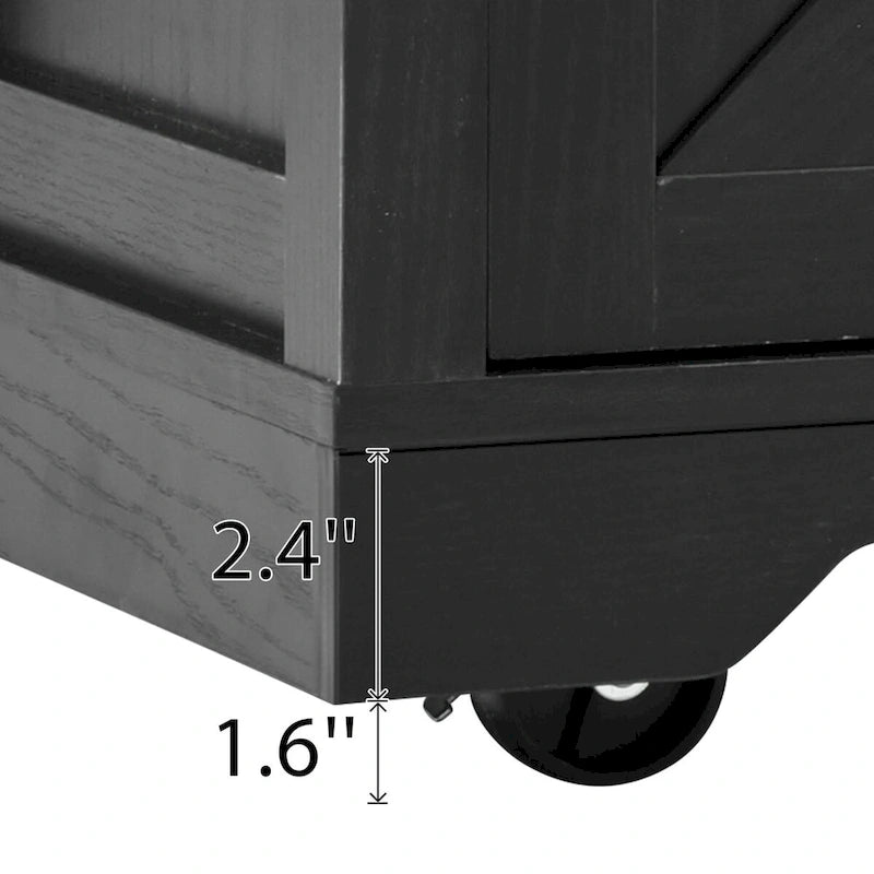 54-Inch Farmhouse Kitchen Island with Sliding Barn Door, Drop Leaf and Power Outlet