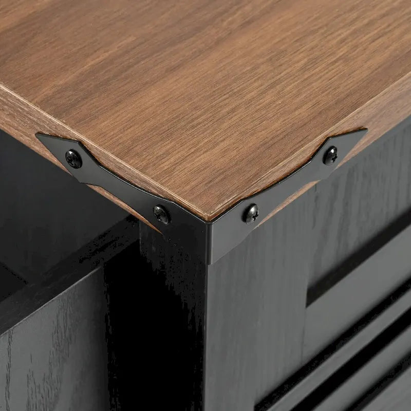 54-Inch Farmhouse Kitchen Island with Sliding Barn Door, Drop Leaf and Power Outlet
