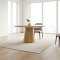 Yuvi 59 Inch Dining Table, Round Tabletop and Pedestal Base, Brown Finish
