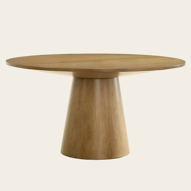 59-Inch Round Dining Table with Pedestal Base, Brown Finish