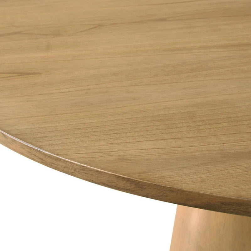 59-Inch Round Dining Table with Pedestal Base, Brown Finish