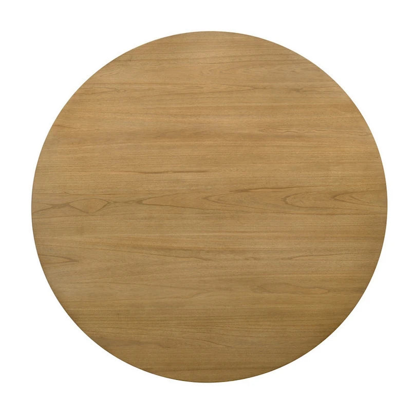 59-Inch Round Dining Table with Pedestal Base, Brown Finish