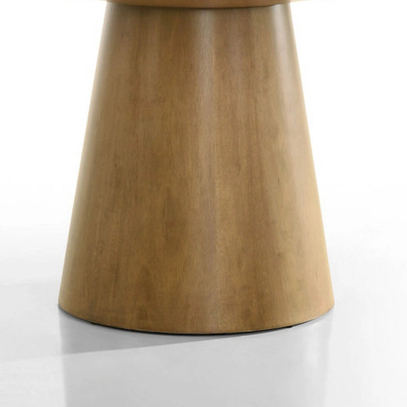 59-Inch Round Dining Table with Pedestal Base, Brown Finish