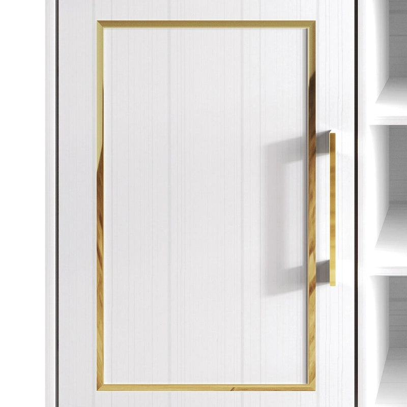 Sideboard Cabinet with Gold Accents, 3 Open Shelves and 2 Side Cabinets