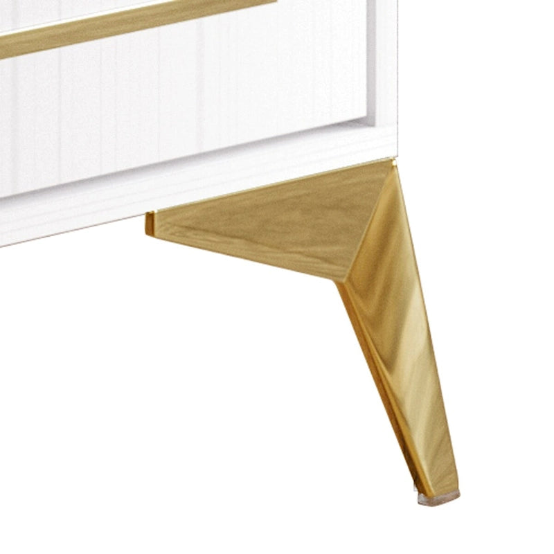 Sideboard Cabinet with Gold Accents, 3 Open Shelves and 2 Side Cabinets