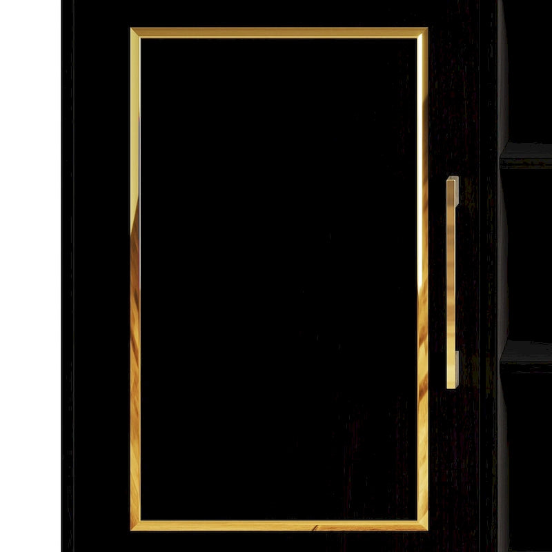 Sideboard Cabinet with Gold Accents, 3 Open Shelves and 2 Side Cabinets