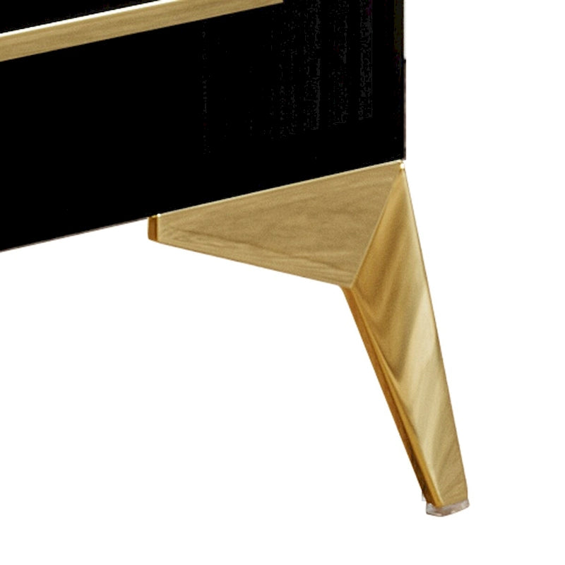 Sideboard Cabinet with Gold Accents, 3 Open Shelves and 2 Side Cabinets