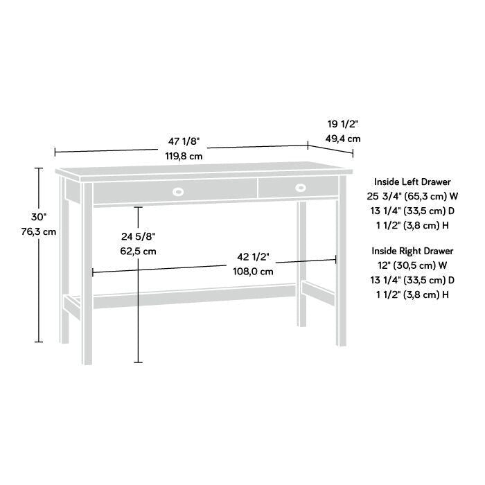 2-Drawer Writing Desk in Raven Oak Finish