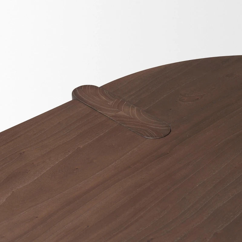 Oval Dining Table with Elm Veneer and Solid Elm Legs, Dark Brown
