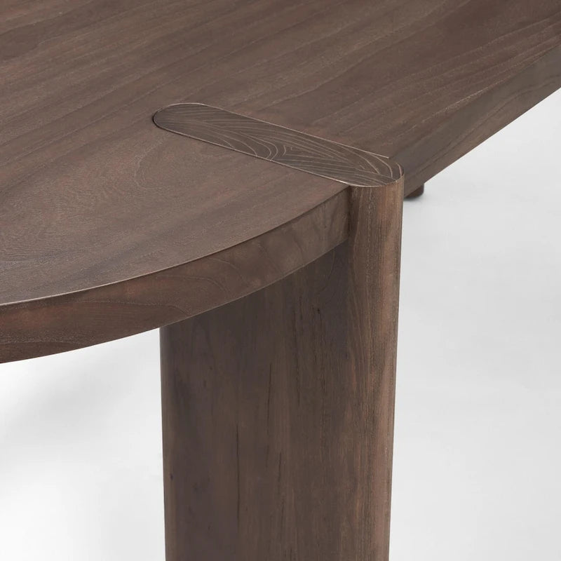 Oval Dining Table with Elm Veneer and Solid Elm Legs, Dark Brown