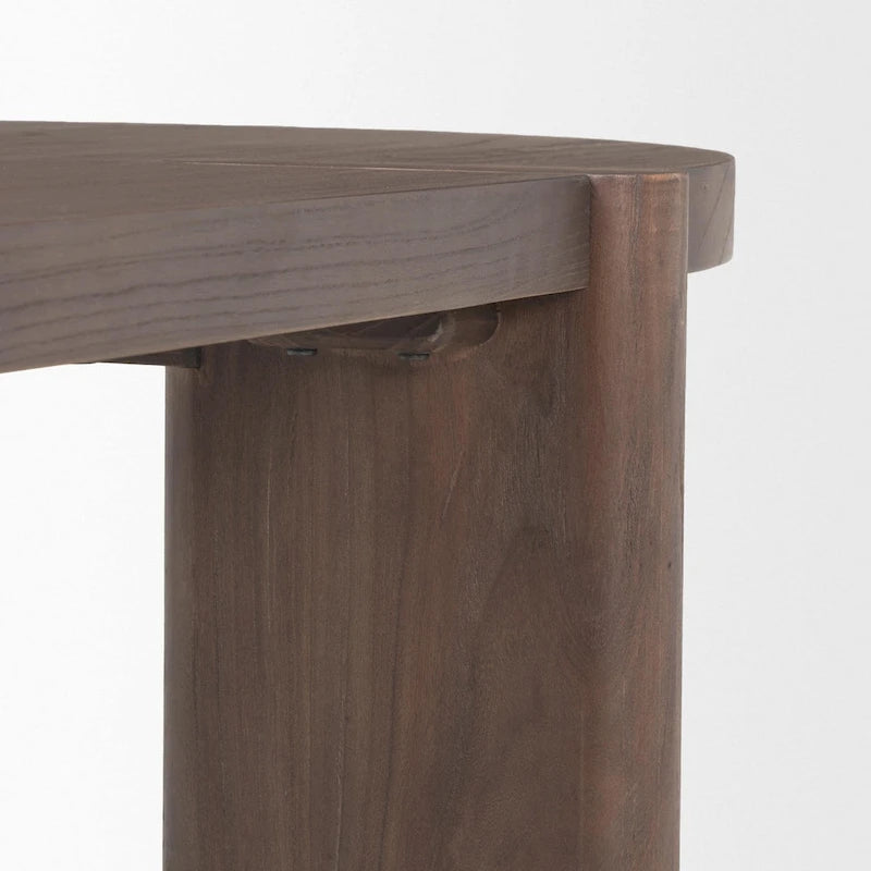 Oval Dining Table with Elm Veneer and Solid Elm Legs, Dark Brown