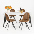 63-Inch Rectangular Dining Table for 4-6, Faux Marble Top with Metal Legs