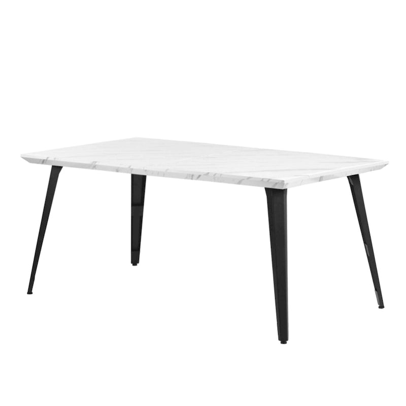63-Inch Rectangular Dining Table for 4-6, Faux Marble Top with Metal Legs