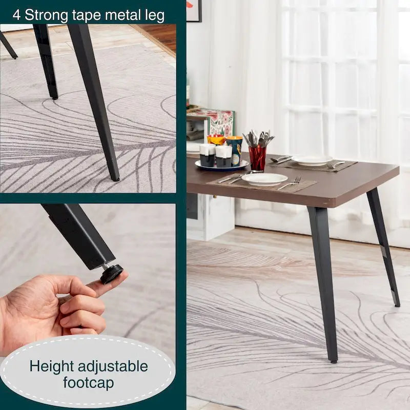63-Inch Rectangular Dining Table for 4-6, Faux Marble Top with Metal Legs