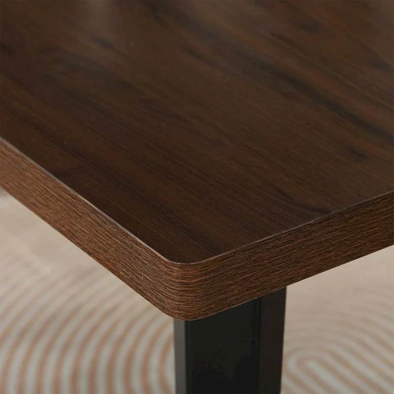 63-Inch Rectangular Dining Table for 4-6, Faux Marble Top with Metal Legs